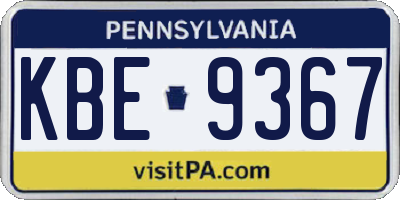 PA license plate KBE9367