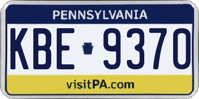 PA license plate KBE9370
