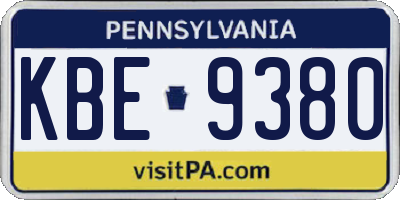 PA license plate KBE9380