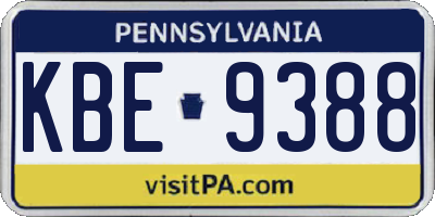 PA license plate KBE9388
