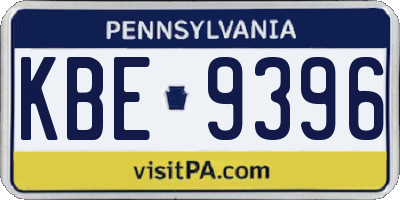 PA license plate KBE9396