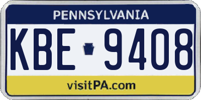 PA license plate KBE9408