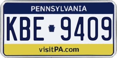 PA license plate KBE9409