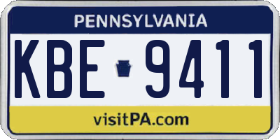 PA license plate KBE9411