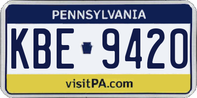PA license plate KBE9420