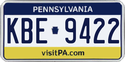 PA license plate KBE9422