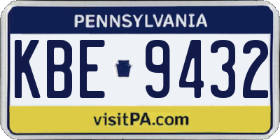 PA license plate KBE9432