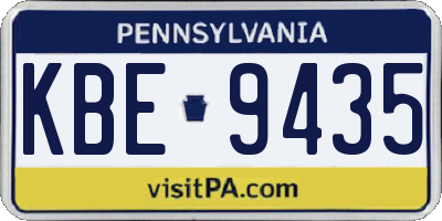 PA license plate KBE9435
