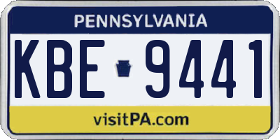 PA license plate KBE9441