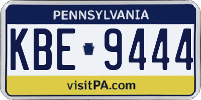PA license plate KBE9444