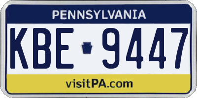 PA license plate KBE9447