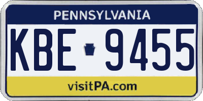 PA license plate KBE9455