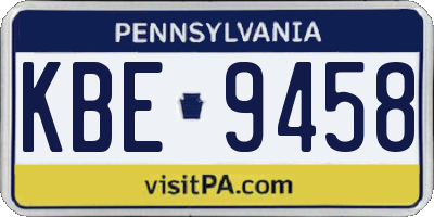 PA license plate KBE9458