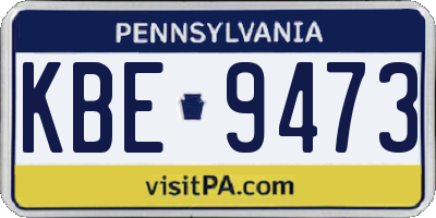 PA license plate KBE9473