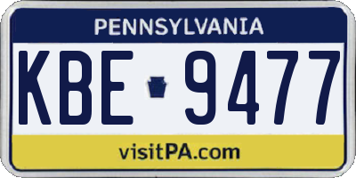 PA license plate KBE9477