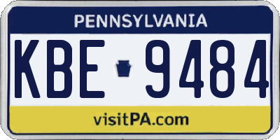 PA license plate KBE9484