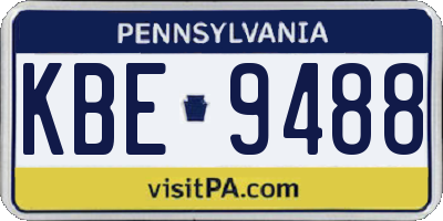 PA license plate KBE9488