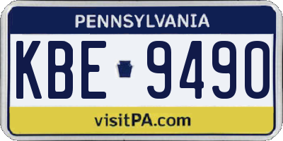 PA license plate KBE9490