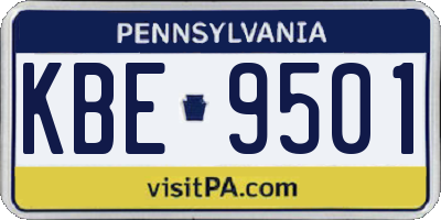 PA license plate KBE9501