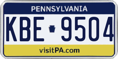 PA license plate KBE9504