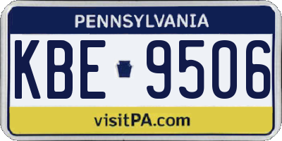 PA license plate KBE9506