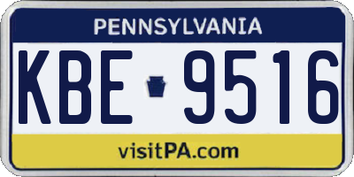 PA license plate KBE9516