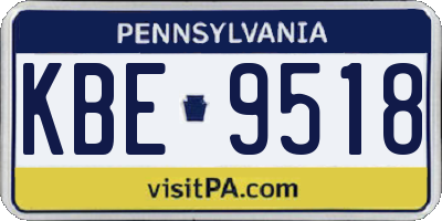 PA license plate KBE9518