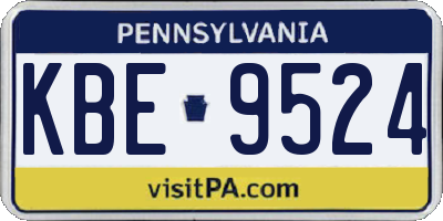 PA license plate KBE9524