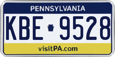 PA license plate KBE9528