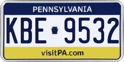 PA license plate KBE9532