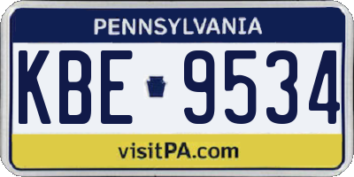 PA license plate KBE9534