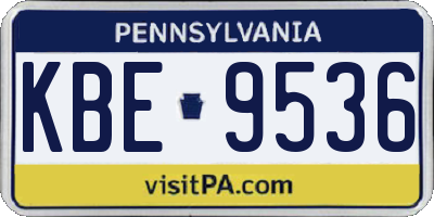 PA license plate KBE9536