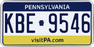 PA license plate KBE9546