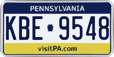 PA license plate KBE9548