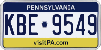 PA license plate KBE9549