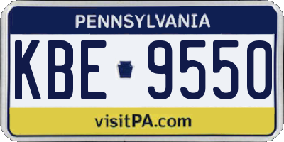 PA license plate KBE9550