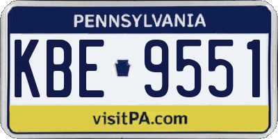 PA license plate KBE9551
