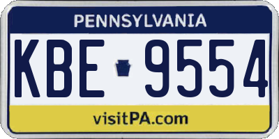 PA license plate KBE9554