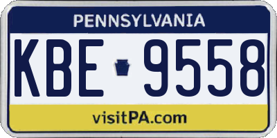 PA license plate KBE9558
