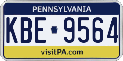 PA license plate KBE9564
