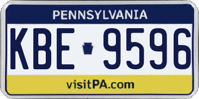 PA license plate KBE9596