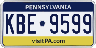 PA license plate KBE9599