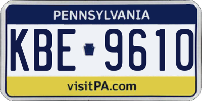 PA license plate KBE9610