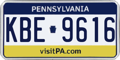 PA license plate KBE9616