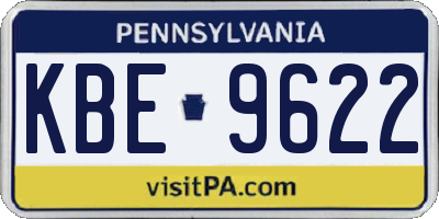 PA license plate KBE9622