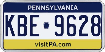 PA license plate KBE9628