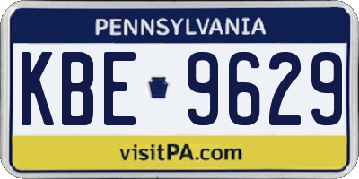 PA license plate KBE9629