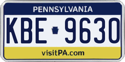 PA license plate KBE9630