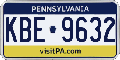PA license plate KBE9632