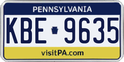 PA license plate KBE9635